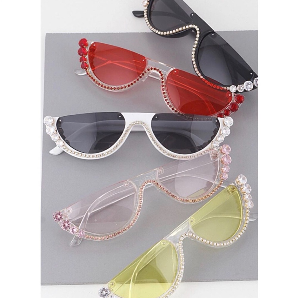 CRYSTAL WHITE HALF MOON SUNGLASSES